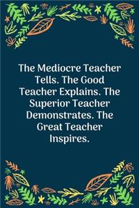 The Mediocre Teacher Tells. The Good Teacher Explains. The Superior Teacher Demonstrates. The Great Teacher Inspires