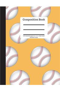 Composition Book 200 Sheet/400 Pages 8.5 X 11 In.-Wide Ruled Baseball-Orange