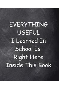 School Composition Book Everything Useful I Learned In School Is Right Here Insi