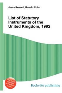List of Statutory Instruments of the United Kingdom, 1992