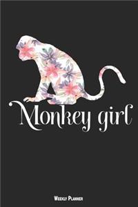 Monkey Girl Weekly Planner: A 6 Month - 180 Daily - 26 Week Journal Planner Calendar Schedule Organizer Appointment Notebook, Monthly Planner, to Do, Grocery Shopping List ... 