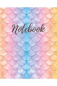 Notebook: Rainbow Mermaid Scale Pattern - College Lined Notebook & Journal - Cute Gift for Girls Teens Women (8 x10 120 Pages)