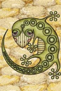 Adorable Little Green Lizard Illustration Art Journal