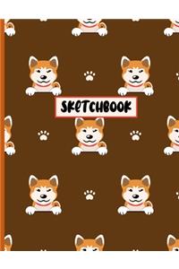 Sketchbook For Girls: Cute Little Shiba Inu Puppies Notebook For Sketching, Doodling Or Drawing ( Learn To Draw & Write Journal ) - Large Size 8.5 x 11, 109 White Blank P