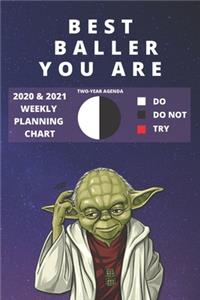 2020 & 2021 Two-Year Weekly Planner For Best Baller Gift - Funny Yoda Quote Appointment Book - Two Year Daily Agenda Notebook Basketball Players