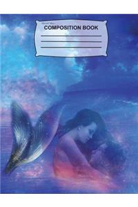 Mermaid Love Composition Notebook: Collage Ruled Paper, Fun gift for women, Diary, Journal for girls, kids, students, teachers & school