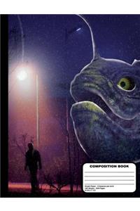 Purple Sea Monster on Land Composition Notebook Graph Paper - 200 Pages / 100 Sheets, 9-3/4