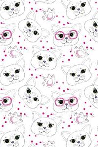 Bullet Journal Notebook for Cat Lovers White Cats Faces and Paws