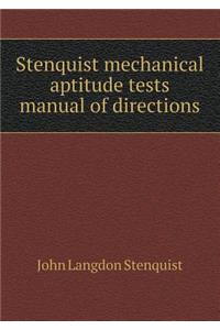 Stenquist Mechanical Aptitude Tests Manual of Directions