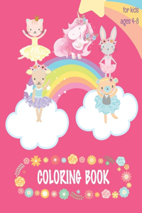 Coloring Book for kids: Cute Animals and Unicorn coloring book for girls ages 4-8, big book and unique design, Perfect Birthday gift ideas for children