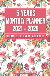 5 Year Monthly Planner 2021-2025