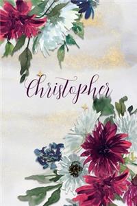 Christopher: Personalized Journal Gift Idea for Women (Burgundy and White Mums)