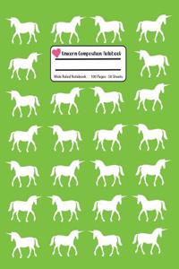 Unicorn Composition Notebook: Lime Green Wide Ruled, Student Teachers School Kids, 100 Pages, 7.44x9.69, Writing Journal