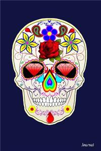 Journal: Dark blue cover with sugar skull design - 6 x 9 inch blank lined notebook