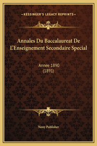 Annales Du Baccalaureat De L'Enseignement Secondaire Special