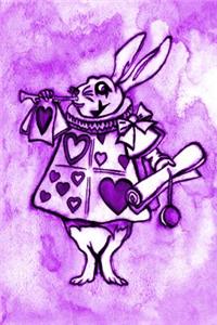 Alice in Wonderland Watercolour Journal - White Rabbit With Trumpet (Purple)