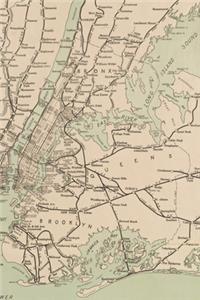 New York Vintage Map Field Journal Notebook, 50 pages/25 sheets, 4x6