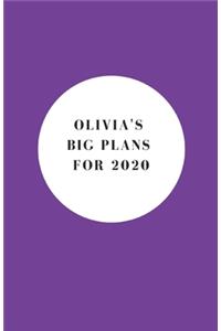 Olivia's Big Plans For 2020 - Notebook/Journal/Diary - Personalised Girl/Women's Gift - Birthday/Party Bag Filler - 100 lined pages (Purple)