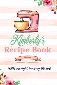 Kimberly Personalized Blank Recipe Book/Journal for girls and women