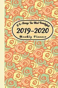 F4 Monthly Planner Yellow Red Flowers Cover