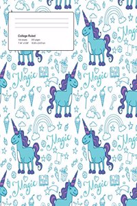 Unicorn Light Pattern Composition College Ruled Book (7.44 x 9.69) 200 page V12