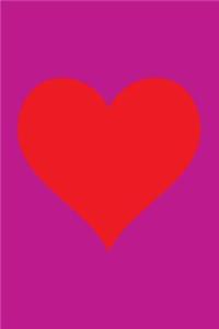 Blank Notebook - 100 Pages - Red Heart on Mauve