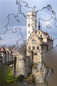 Outline Map of Germany with Neuschwanstein Castle as Background Journal