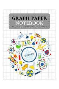 Graph Paper Notebook 1/2 Inch Gray Squares Size 8.5x11 Inches 120 Pages