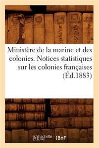 Ministère de la Marine Et Des Colonies. Notices Statistiques Sur Les Colonies Françaises (Éd.1883)
