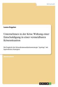 Unternehmen in der Krise. Wirkung einer Entschuldigung in einer vermeidbaren Krisensituation