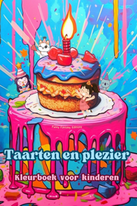 Taarten en plezier Kleurboek voor kinderen Leuke en schattige ontwerpen voor gebakliefhebbers