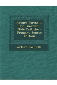 Arturo Farinelli. Don Giovanni