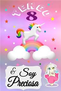 unicornio cuaderno, tengo 8 & soy preciosa, Divertido Libro de Cumpleaños Que se Puede Utilizar como un Diario o Cuaderno de notas