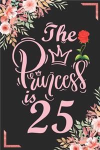 The Princess Is 25: 25th Birthday & Anniversary Notebook Flower Wide Ruled Lined Journal 6x9 Inch ( Legal ruled ) Family Gift Idea Mom Dad or Kids in Holidays - Marble 