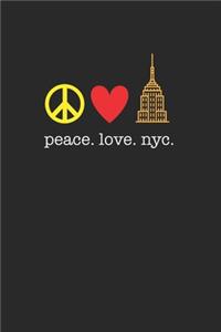 Peace Love NYC New York City Lover 120 Page Notebook Lined Journal