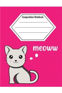 Composition Notebook Meoww: Cat College Ruled Blank Journal