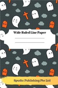 Scary Ghosts Theme Wide Ruled Line Paper