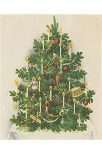 Vintage Victorian Christmas Tree Candles School Comp Book 130 Pages