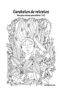Garabatos de retratos libro para colorear para adultos 1 & 2