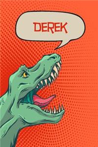 Derek: Personalized Dino Isometric Dot Paper Notebook 120 Pages 6x9