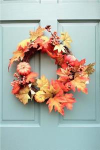Autumn Wreath with Leaves and Mini Pumpkins Journal