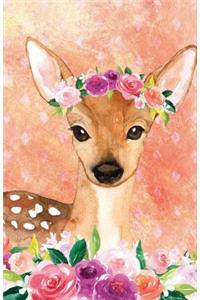 Journal Notebook For Animal Lovers Female Deer In Flowers