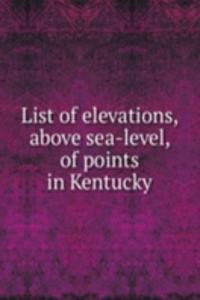 List of elevations, above sea-level, of points in Kentucky