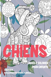 Livres à colorier pour enfants - Soulagement du stress Mandala - Animaux - Chiens