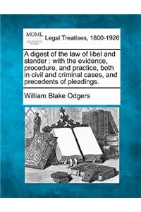 digest of the law of libel and slander
