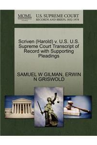 Scriven (Harold) V. U.S. U.S. Supreme Court Transcript of Record with Supporting Pleadings