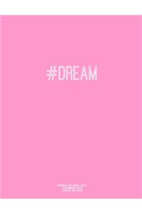 Notebook for Cornell Notes, 120 Numbered Pages, #DREAM, Pink Cover