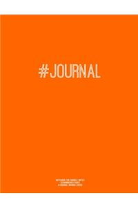 Notebook for Cornell Notes, 120 Numbered Pages, #JOURNAL, Orange Cover