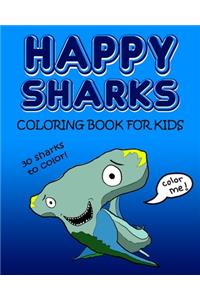 Happy Sharks Coloring Book For Kids