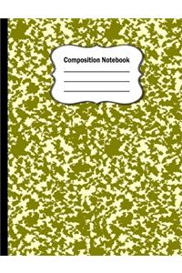 Composition Notebook: Unique Olive Marble Wide ruled blank lined journal notebook